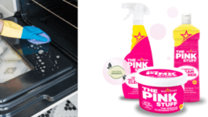 cleaning oven with the pink stuff cleaner