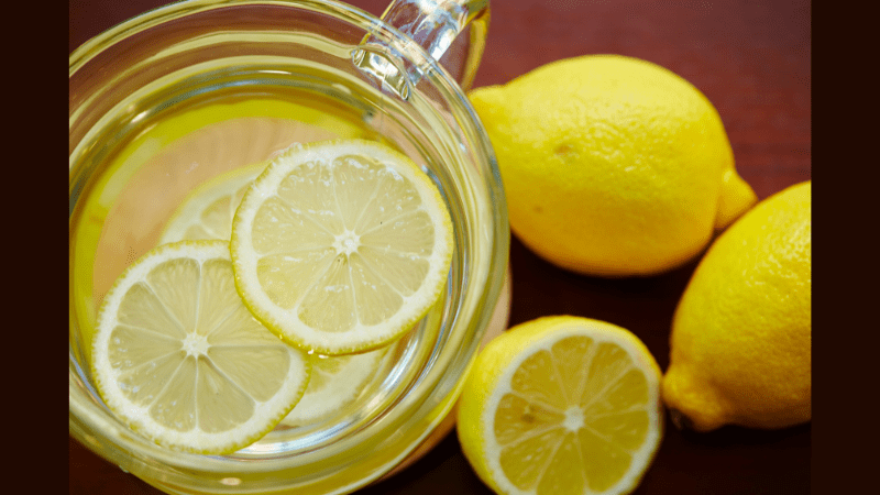 Sliced lemon in water